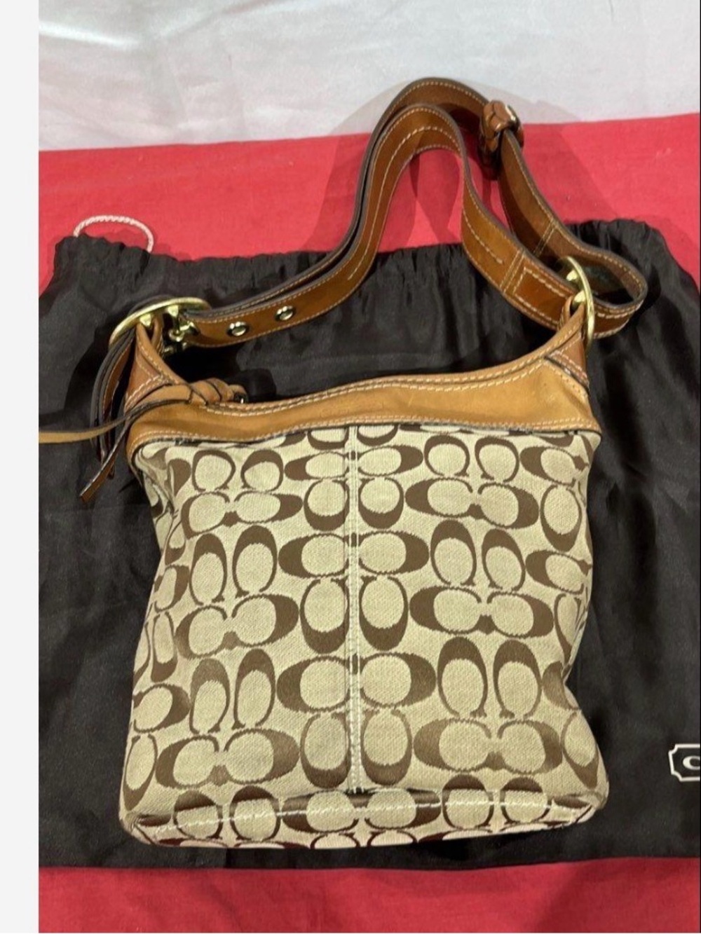 Coach Khaki and Brown Signature Canvas Crossbody